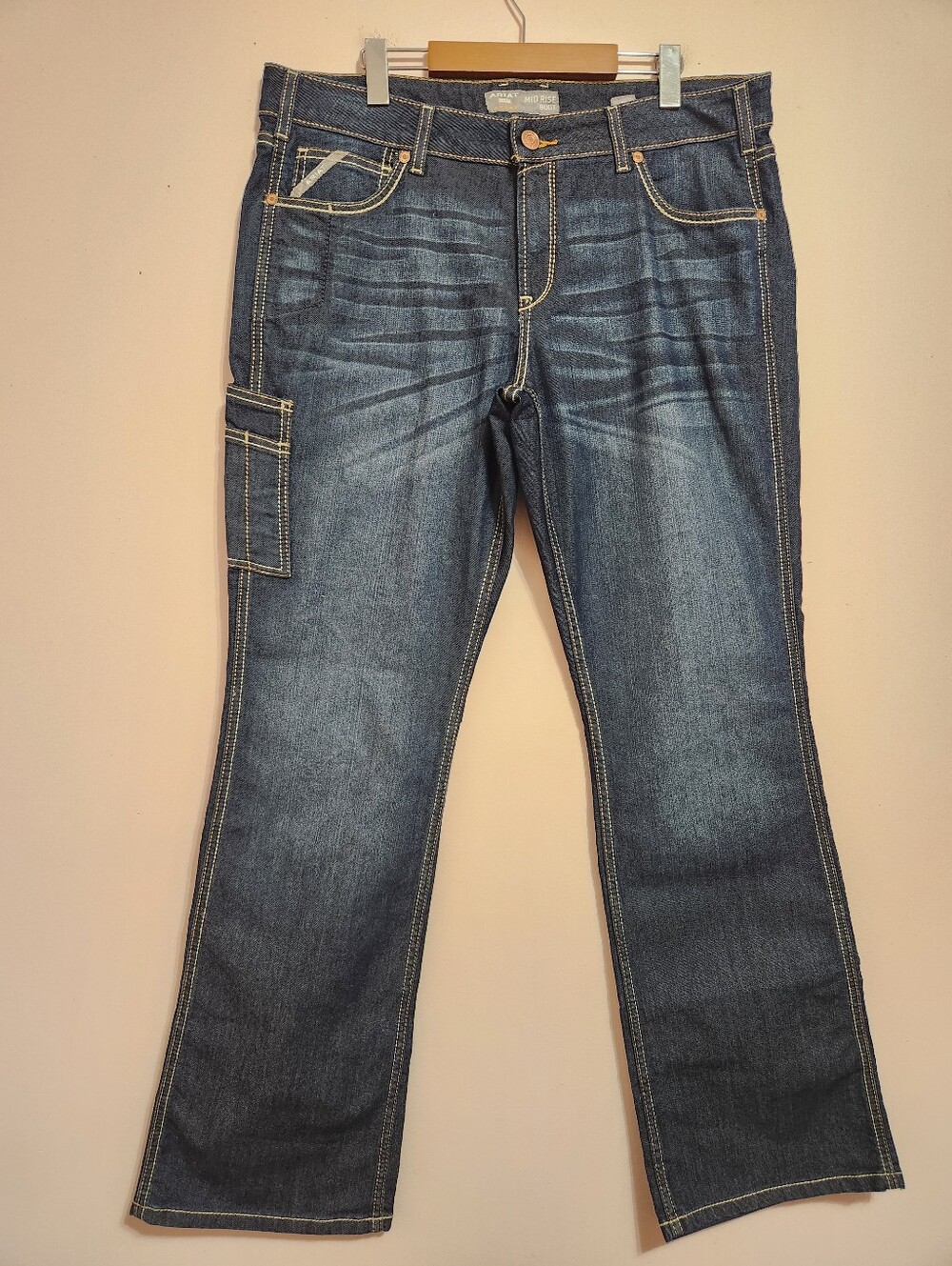 Ariat Rebar Riveter Bootcut Work Jeans Hallow Wash Mid Rise Carpenter Womens 33L